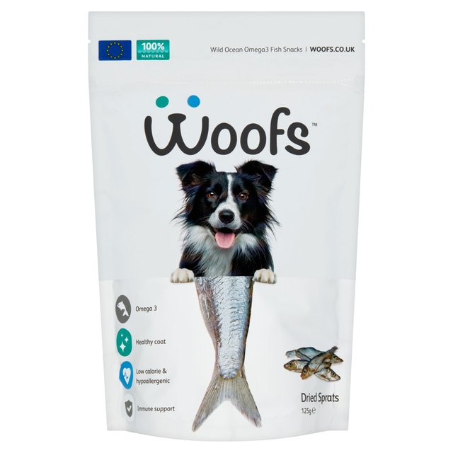 Woofs Whole Sprats Dog Treats - 100% Natural Sustainably Sourced Fish, 100g