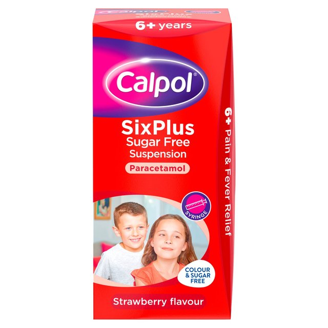 Calpol SixPlus Sugar Free Oral Suspension Strawberry 6+ Years, 80ml