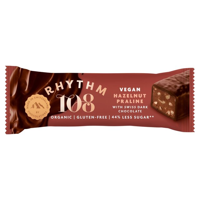 Rhythm 108 Swiss Vegan Hazelnut Praline Bar With Dark Chocolate, 33g