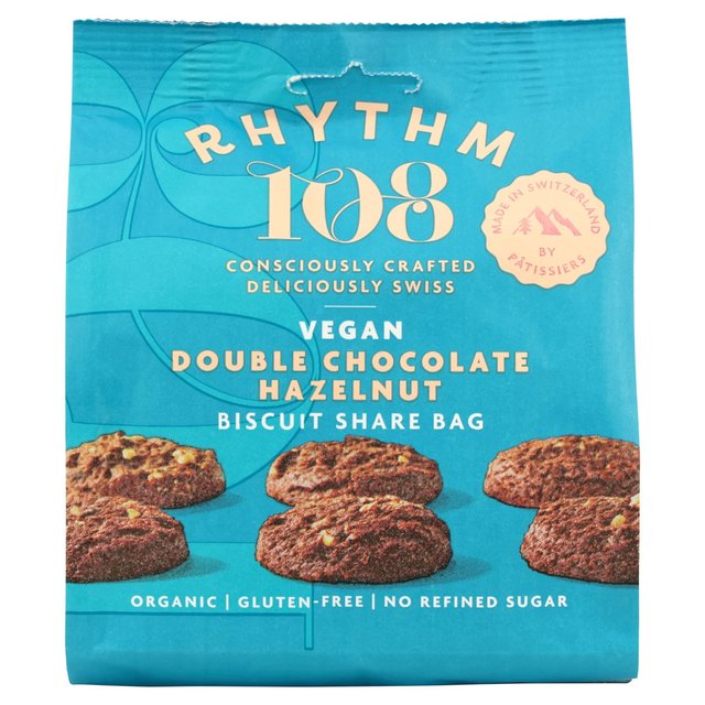 Rhythm 108 Swiss Vegan Double Chocolate Hazelnut Biscuit Share Bag, 135g