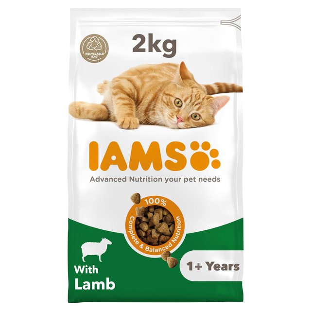 Iams for Vitality Adult Cat Food With Lamb, 2kg