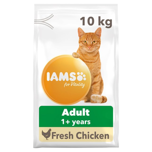 Iams for Vitality Adult Cat Food With Fresh Chicken, 10kg