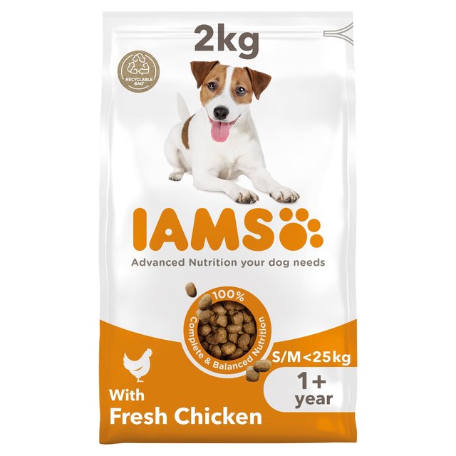 Iams for Vitality Adult Dog Food Small/Medium Breed With Fresh Chicken, 2kg