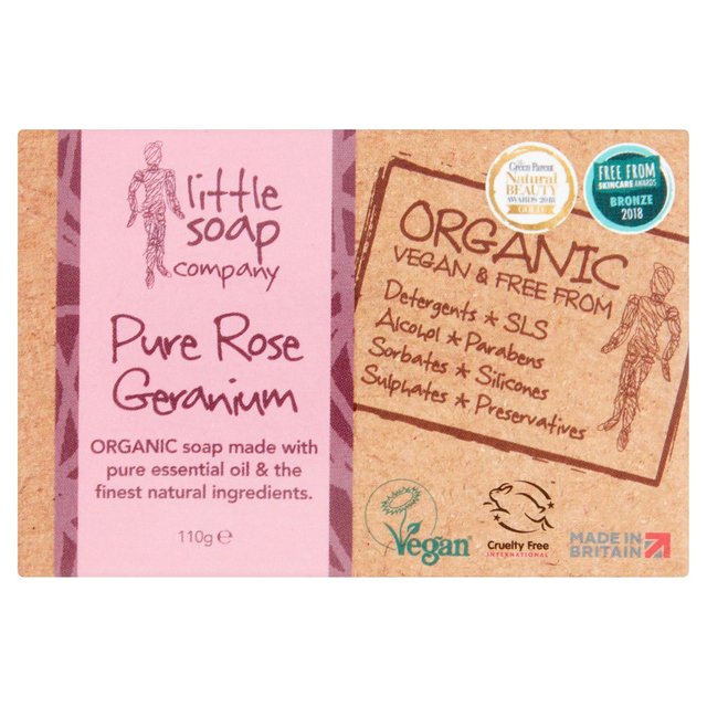 Little Soap Company Organic Bar Soap Rose Geranium, 110g