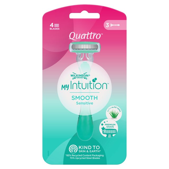 Wilkinson Sword Myintuition Smooth Sensitive Quattro Womens, 3 per Pack