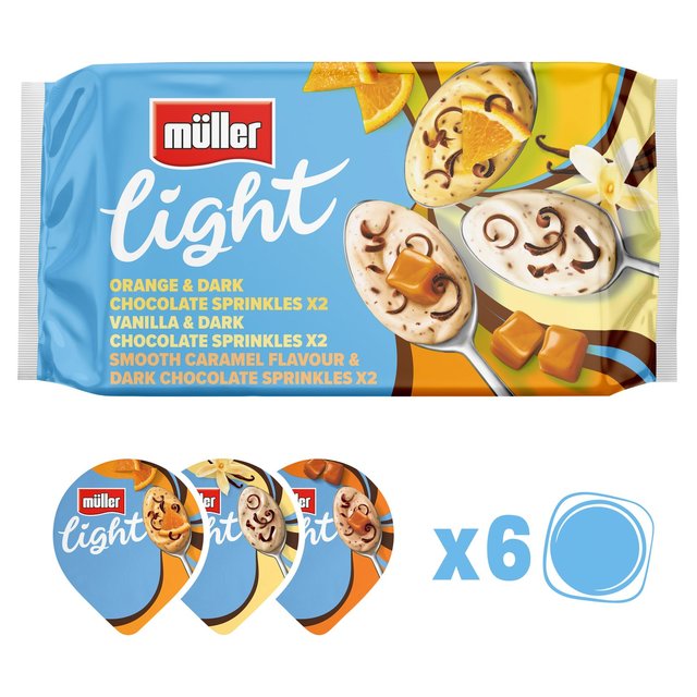 Muller Light Fat Free Yogurts With Chocolate Sprinkles, 6 x 140g