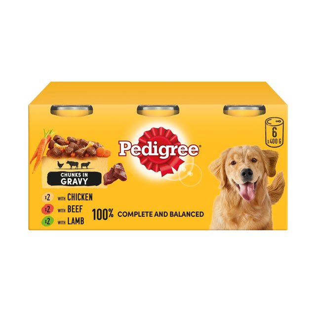 Pedigree Adult Wet Dog Food Tins Country Casseroles in Gravy, 6 x 400g