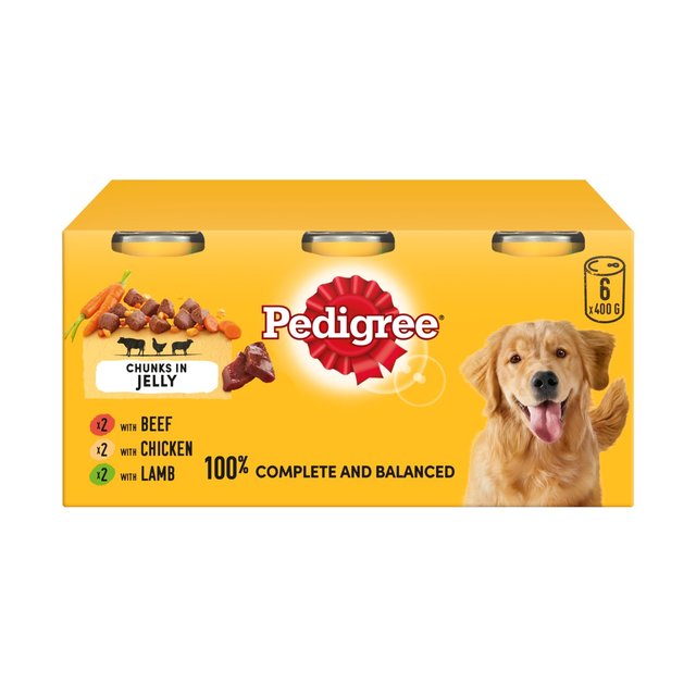 Pedigree Adult Wet Dog Food Tins Mixed in Jelly, 6 x 400g