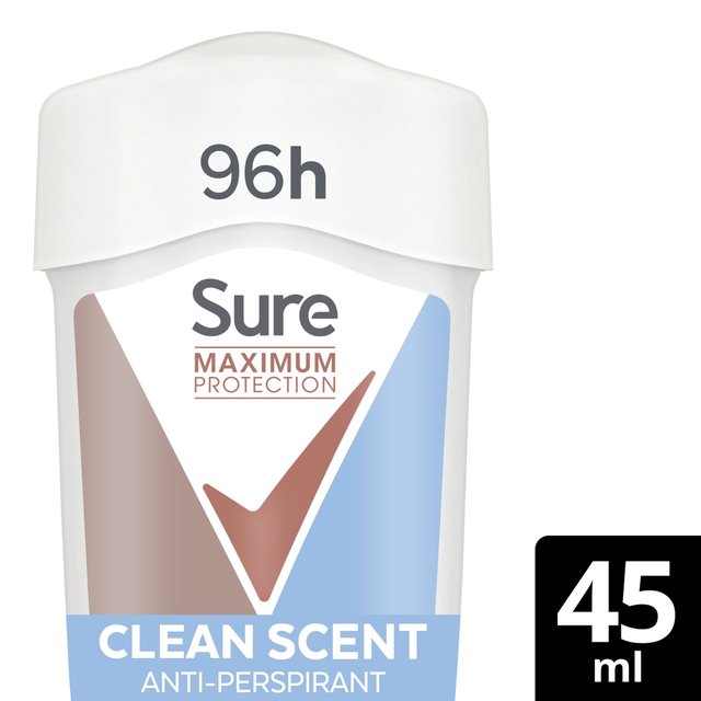 Sure Maximum Protection Clean Scent Cream Stick Antiperspirant, 45ml