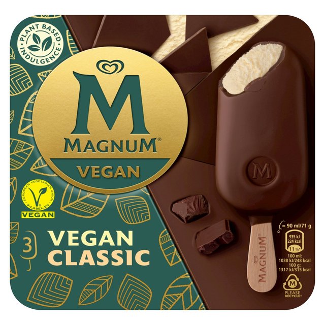 Magnum Vegan Classic Ice Cream Lollies, 3 x 90ml