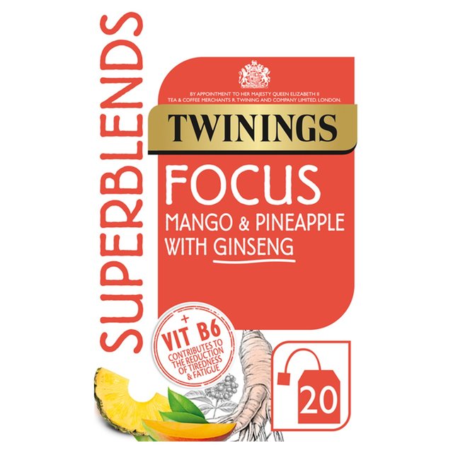 Twinings Superblends Focus With Mango and Pineapple, 20 Per Pack