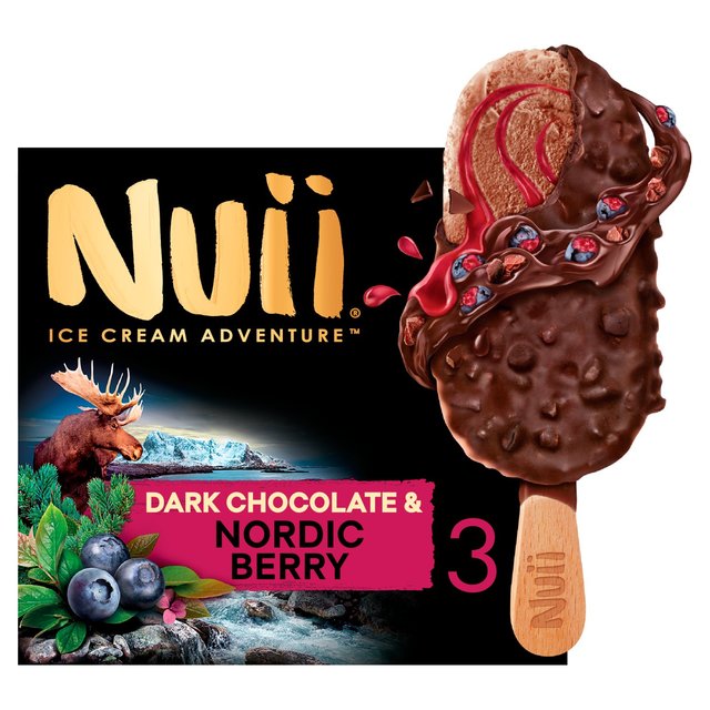 Nuii Dark Chocolate & Nordic Berry Ice Cream Stick, 3 x 90ml