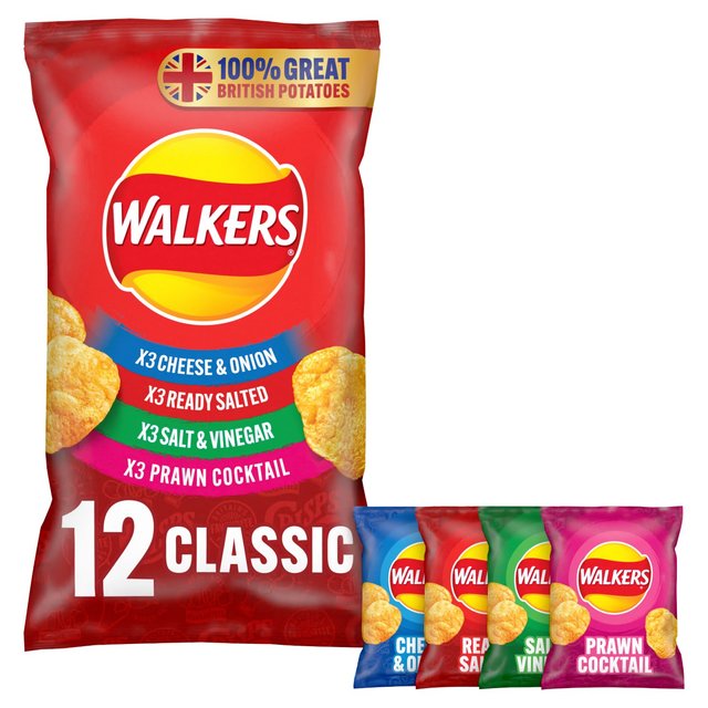 Walkers Classic Variety Multipack Crisps, 12 Per Pack