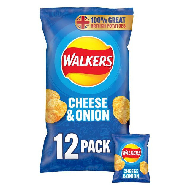 Walkers Cheese & Onion Multipack Crisps, 12 Per Pack