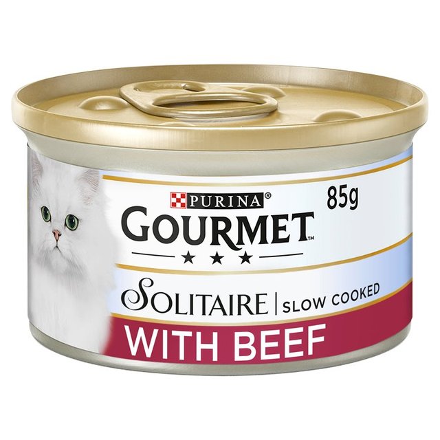 Gourmet Solitaire Tinned Cat Food With Beef, 85g