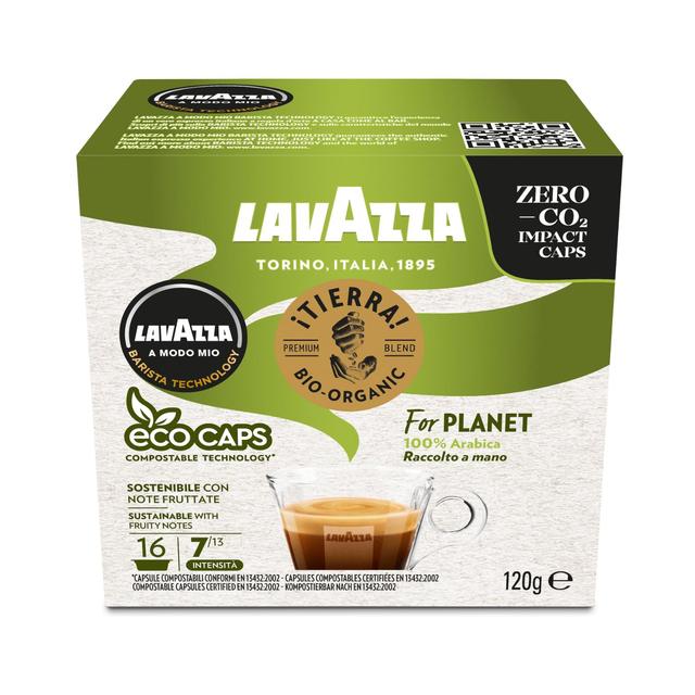 Lavazza A Modo Mio Compostable Tierra Organic Coffee Capsules, 16 Per Pack