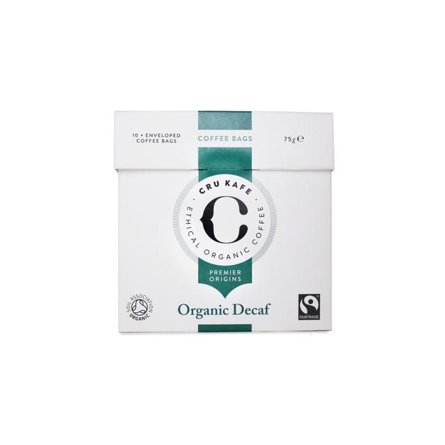 CRU Kafe Organic Fairtrade Decaf Coffee Bags, 10 Per Pack