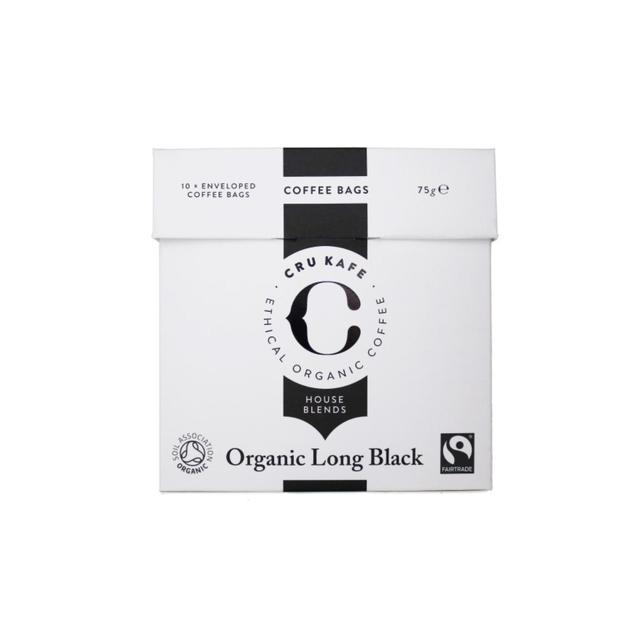 CRU Kafe Organic Fairtrade Long Black Coffee Bags, 10 Per Pack