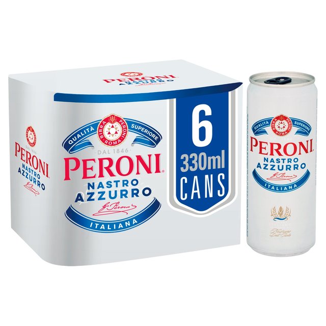 Peroni Nastro Azzurro Beer Lager Cans, 6 x 330ml