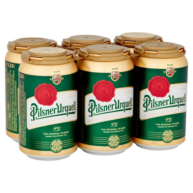 Pilsner Urquell Beer Lager Cans, 6 x 330ml