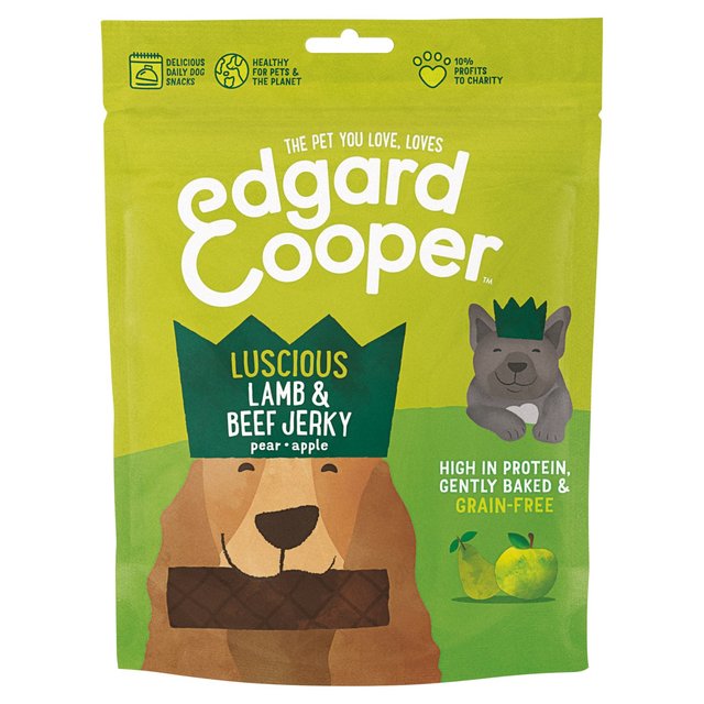 Edgard & Cooper Grain Free Jerkys With Lamb, Beef, Pear & Apple Dog Treats, 150g