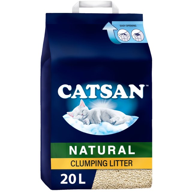 Catsan Natural 100% Biodegradable Clumping Odour Control Cat Litter, 20L