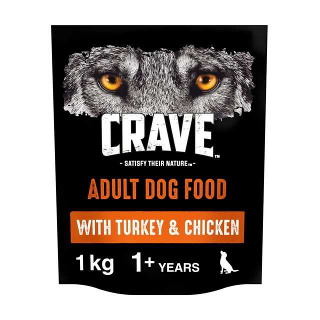 Crave Natural Grain Free Adult Complete Dry Dog Food Turkey & Chicken, 1kg