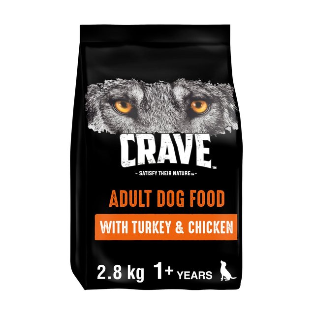 Crave Natural Grain Free Adult Complete Dry Dog Food Turkey & Chicken, 2.8kg