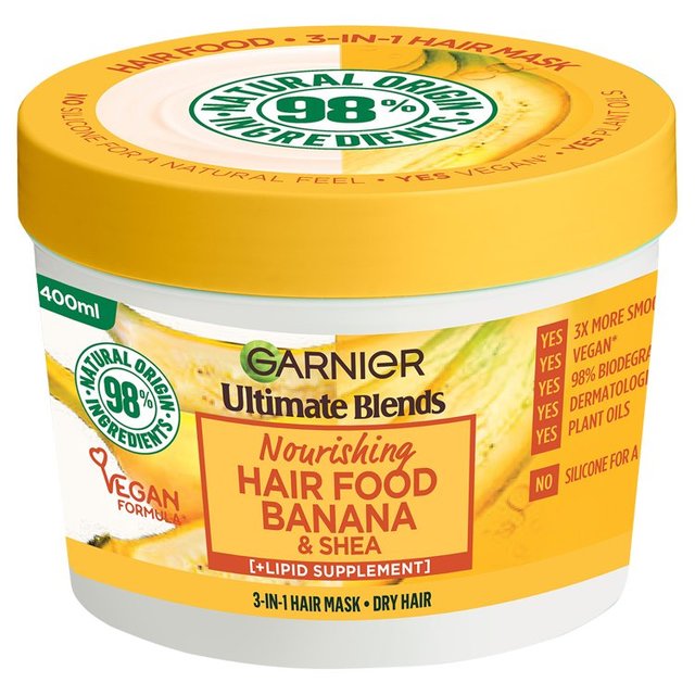 Garnier Ultimate Blends Hair Food Banana 3-in-1 Hair Mask Treatment, 390ml