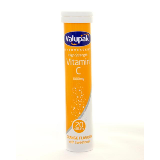 Valupak Effevervescent High Strength Vitamin C Orange Tablets 1000mg, 20 per Pack