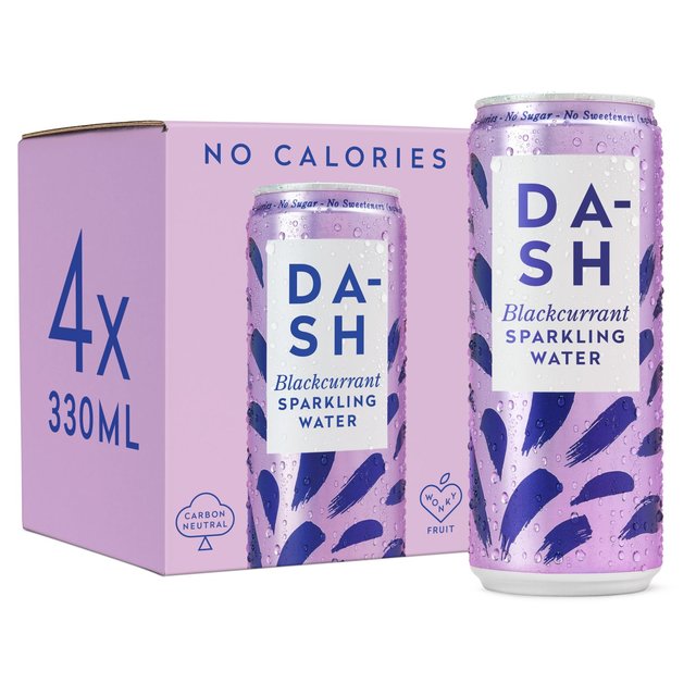 Dash Blackcurrant Infused Sparkling Water, 4 x 330ml