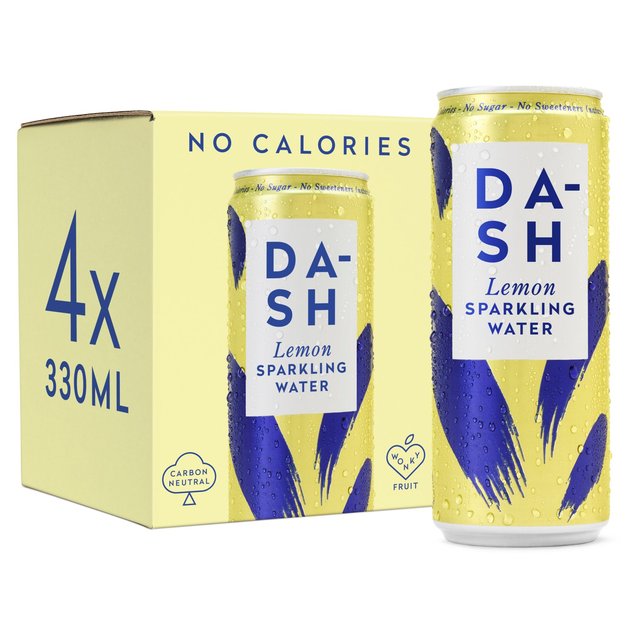 Dash Lemon Infused Sparkling Water, 4 x 330ml