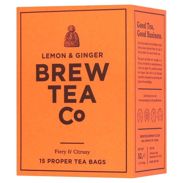 Brew Tea Co Lemon & Ginger Tea Bags, 15 Per Pack