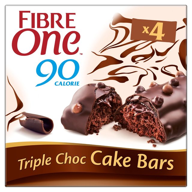 Fibre One 90 Calorie Triple Choc Cake Bars, 4 x 25g