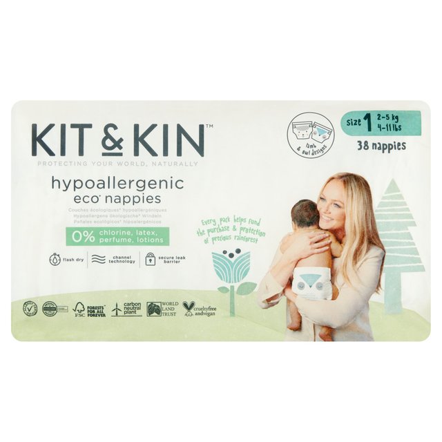 Kit & Kin Eco Nappies, Size 1, 2-5kg