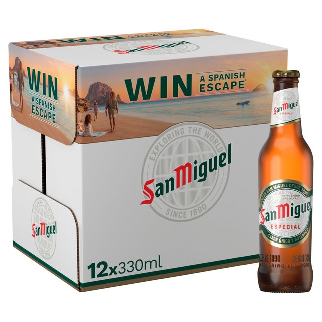 San Miguel Premium Lager Beer Bottles, 12 x 330ml