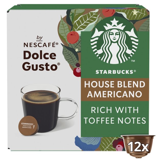Starbucks Medium House Blend Coffee Pods Dolce Gusto, 12 Per Pack