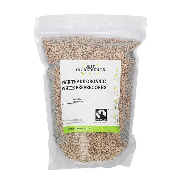JustIngredients Organic Fairtrade White Peppercorns, 100g