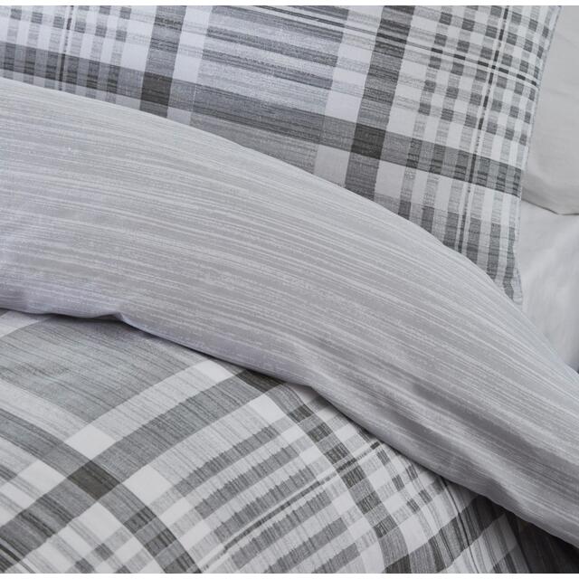 Silentnight Nils Check Printed Duvet Set Double Bed Grey Ocado