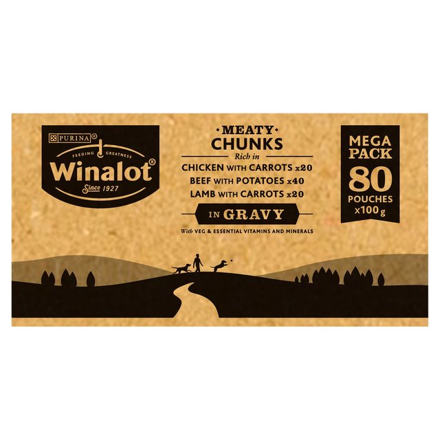 Winalot Dog Food Pouches Mixed in Gravy, 80 x 100g