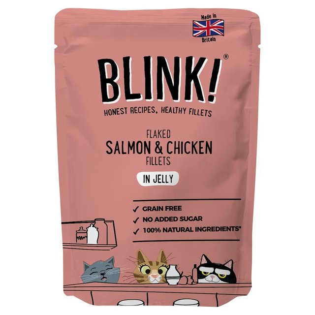 Blink Flaked Salmon & Chicken Fillets Wet Cat Food Pouch, 85g