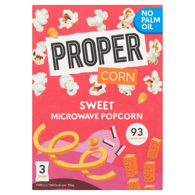 Propercorn Sweet Microwave Popcorn, 3 x 70g