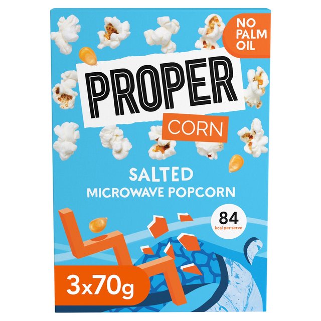 Propercorn Salted Microwave Popcorn, 3 x 70g