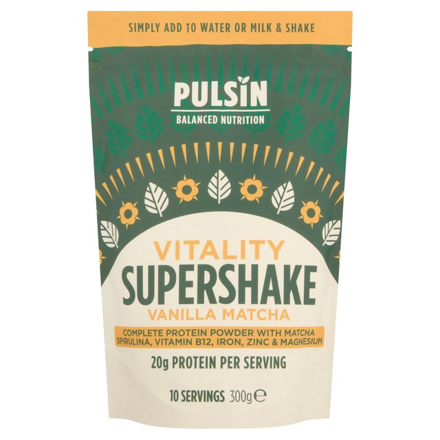 Pulsin Vitality Vanilla Matcha Supershake Protein Powder, 300g