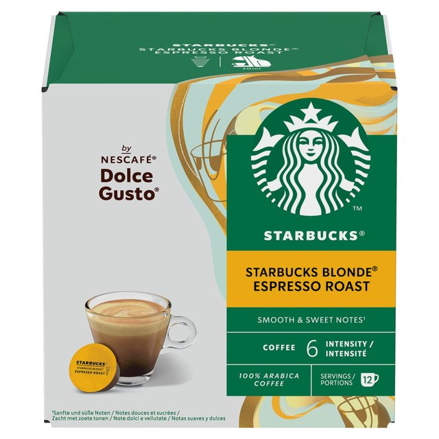 Starbucks Blonde Espresso Roast Coffee Pods by Nescafe Dolce Gusto, 12 Per Pack