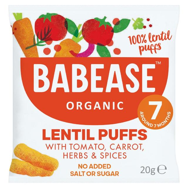 Babease Tomato, Carrot, Herbs Organic Lentil Baby Snack Puffs, 7 Mths+, 20g