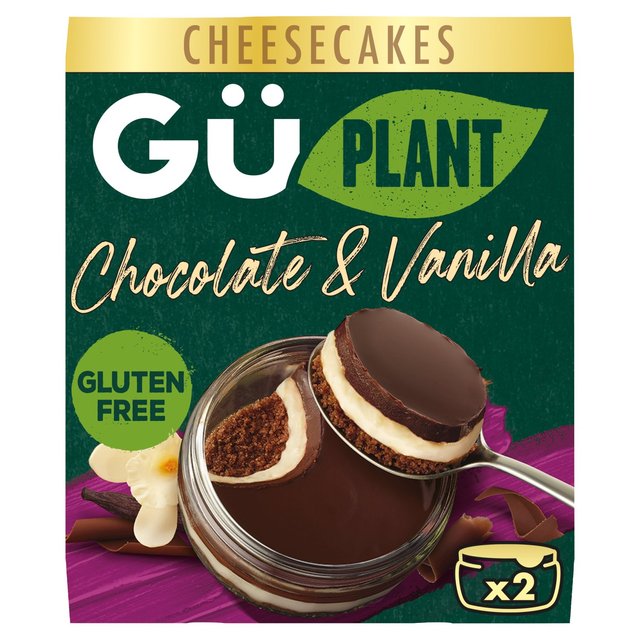 Gu Plant Chocolate & Vanilla Cheesecake Dessert, 2 x 82g
