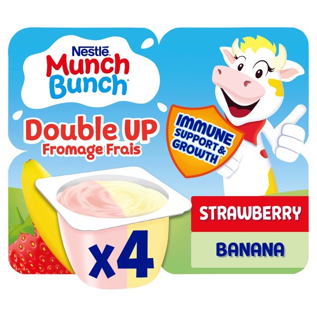 Munch Bunch Double Up Fromage Frais Strawberry & Banana, 4 x 85g