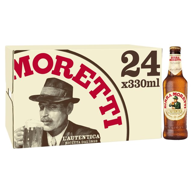 Birra Moretti Lager Beer Bottles, 24 x 330ml