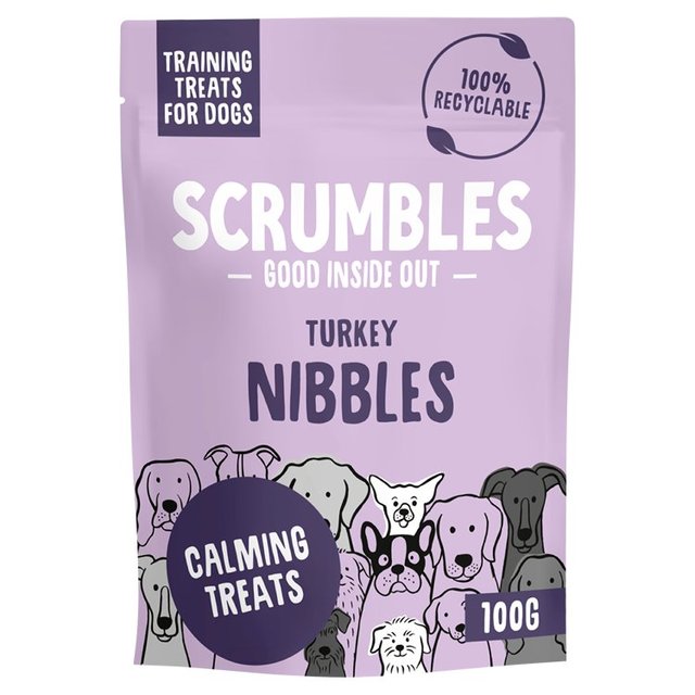 Scrumbles Nibbles Calming Dog Treats Grain Free Turkey, 100g